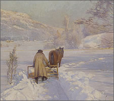 Anshelm Schultzberg, 'A Winter Morning after a Snowfall in Dalarna', 1893 (detail).